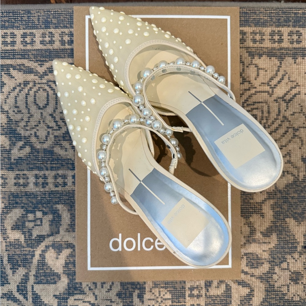 Dolce Vita Cream Pearl-Studded Heels